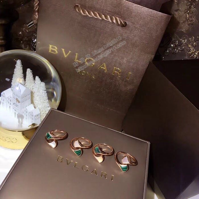 Bvlgari飾品 寶格麗雙面貝殼瑪瑙開口戒指 diva系列 925純銀電鍍18k彩寶扇形裙子單戒  zgbq3294